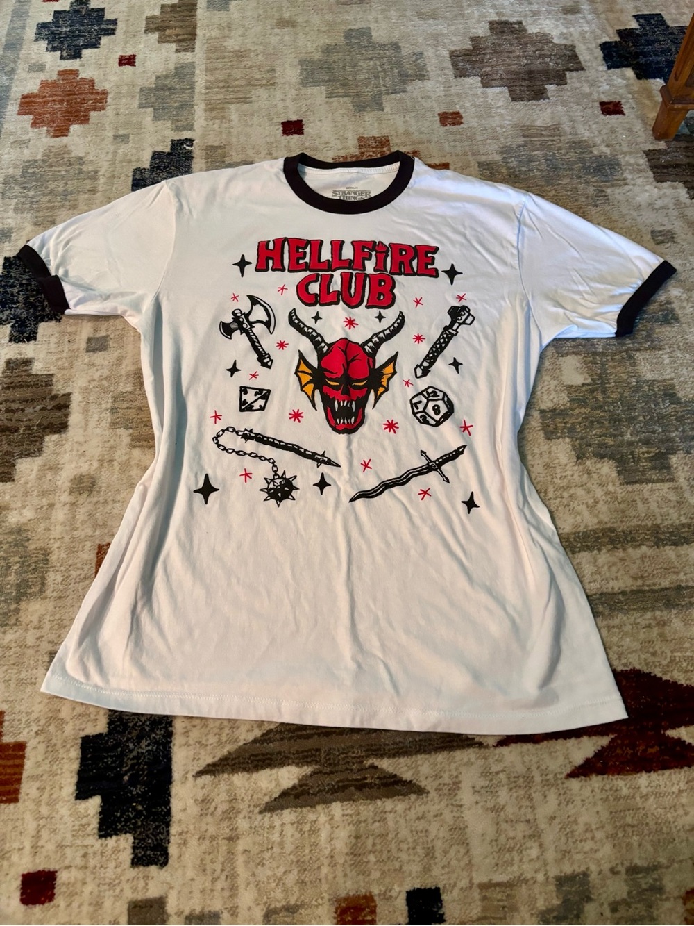 Netflix Stranger Things White Hellfire Club Graphic T-Shirt